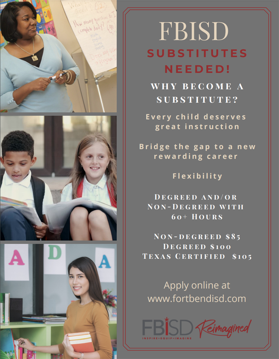 FBISD Substitutes Needed  
